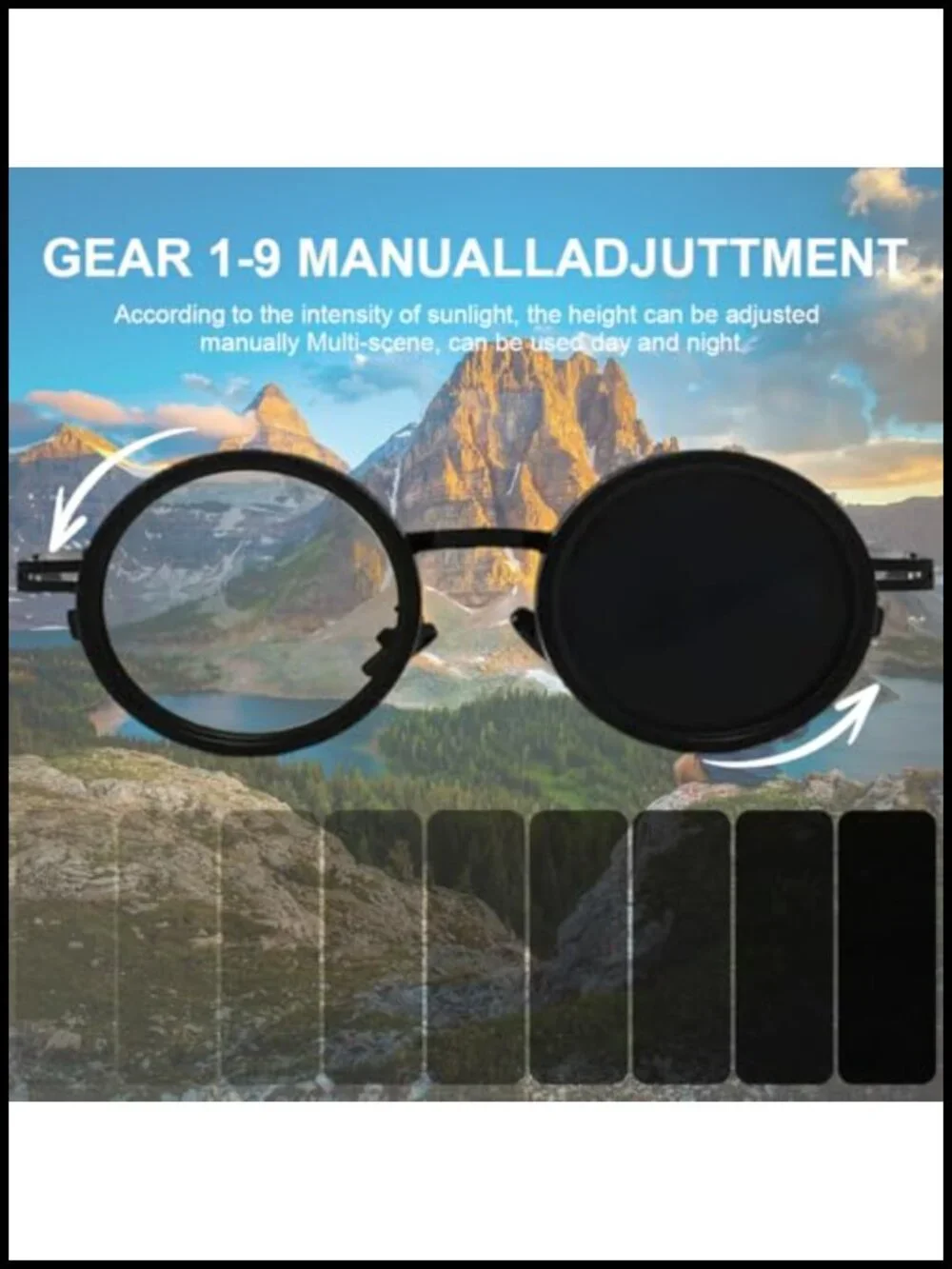 Adjustable Tint Polarized Sunglasses ND Filter Lenses for Men Beach Fishing